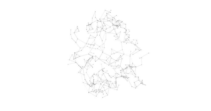 Abstract 3D illustration background motion transformation with Zen white gray dots lines on plexus pattern of future innovation technology digital business network connection