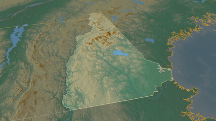 New Hampshire, United States - outlined. Relief