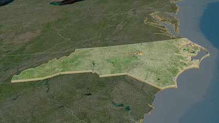 North Carolina, United States - extruded with capital. Satellite