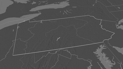 Pennsylvania, United States - outlined. Bilevel