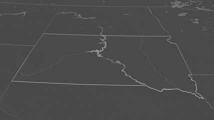 South Dakota, United States - outlined. Bilevel