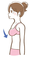 垂れたバスト　女性　イラスト