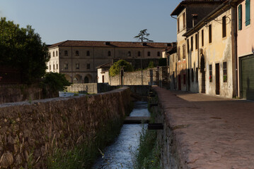 Italy, Vittorio Veneto, view Serravalle neighboord and its water channels