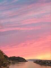 sunset over the river in japan