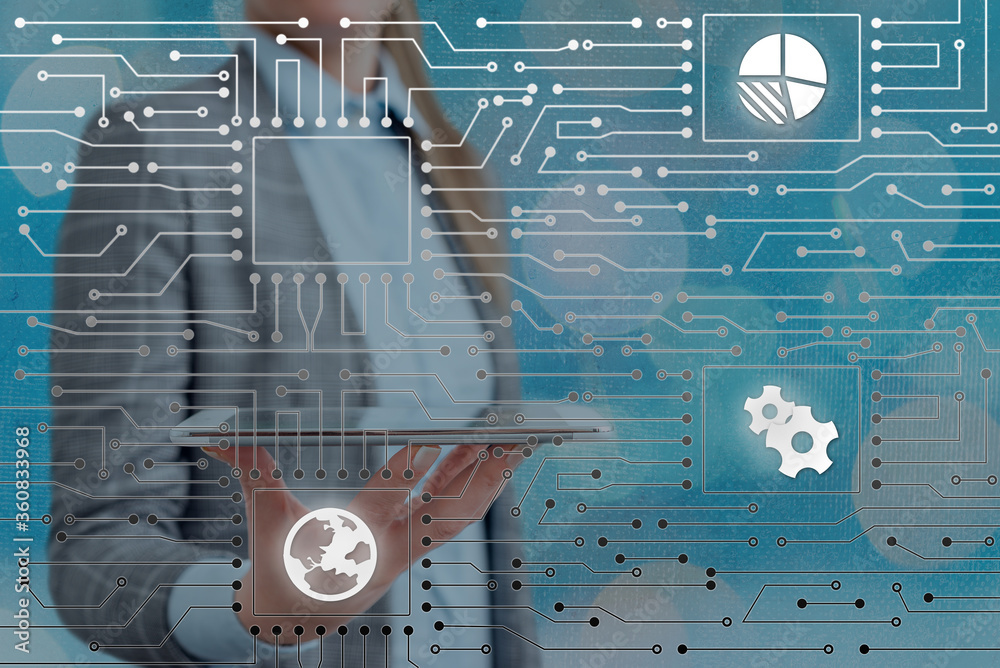 Wall mural system administrator control, gear configuration settings tools concept.