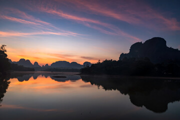 Fototapeta premium Natural reservoir at dawn in Krabi