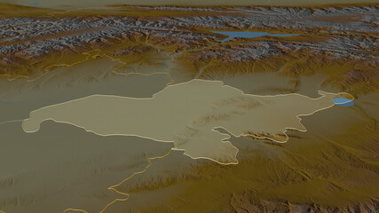 Andijon, Uzbekistan - outlined. Relief