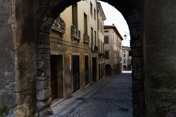 Italy, Vittorio Veneto, detail view of the Serravalle neighborhood