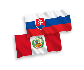 Flags of Slovakia and Peru on a white background