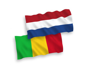 Flags of Mali and Netherlands on a white background