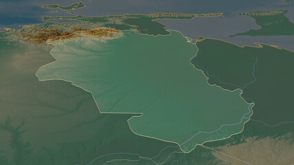 Monagas, Venezuela - outlined. Relief