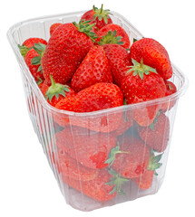 box of strawberries isolated over white