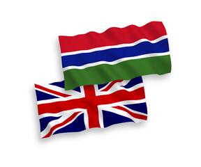 Flags of Great Britain and Republic of Gambia on a white background