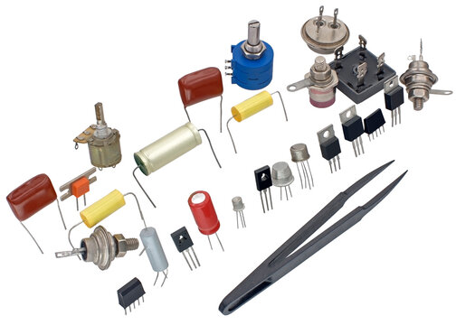 transistors different type on a white