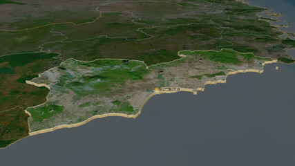 Bình Thuận, Vietnam - extruded with capital. Satellite