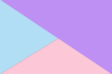 Abstract geometric background. Pastel paper sheets: pink, purple, blue.