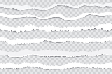 Torn Paper Strips, Ripped Paper Edges, Broken White Cardboard