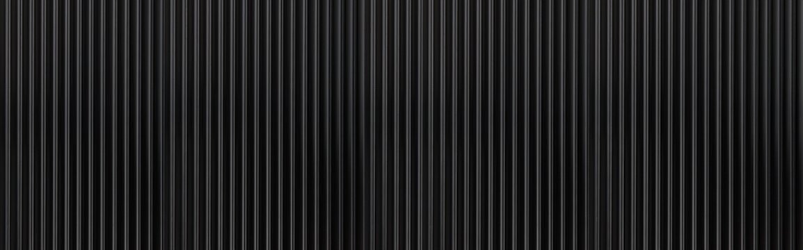 Panorama of Black Corrugated metal background and texture surface or galvanize steel