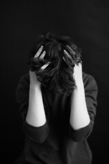 Details of body of beautiful girl, fashion and art, authentic black and white photo shoot