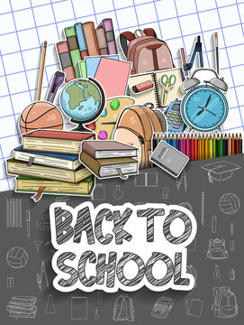 Back to School vector design with colorful education element. vector illustration for first day school celebration