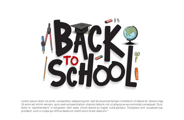 Back to School vector design with colorful education element. vector illustration for first day school celebration