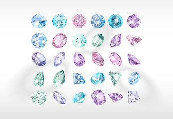 Сollection of different colour vector gemstones
