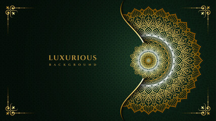 Luxurious arabesque background with gold mandala style art vector on back side
