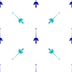 Blue Fencing icon isolated seamless pattern on white background. Sport equipment.  Vector Illustration