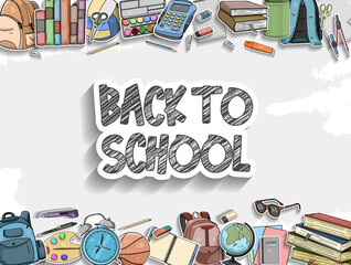 Back to School vector design with colorful education element. vector illustration for first day school celebration