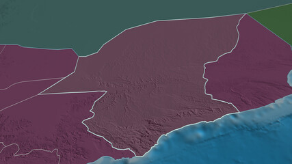 Hadramawt, Yemen - outlined. Administrative