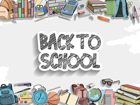 Back to School vector design with colorful education element. vector illustration for first day school celebration