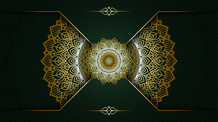 Luxurious background with gold mandala style art vector on back side