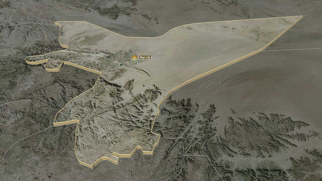 Ma'rib, Yemen - extruded with capital. Satellite