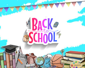 Back to School vector design with colorful education element. vector illustration for first day school celebration