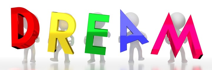 Dream - colorful letters - 3D illustration