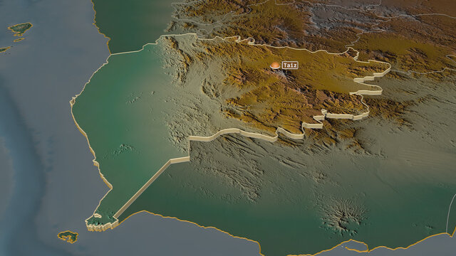 Ta`izz, Yemen - extruded with capital. Relief