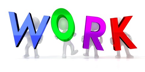 Work - colorful letters - 3D illustration