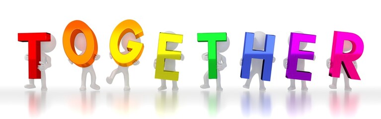 Together - colorful letters - 3D illustration