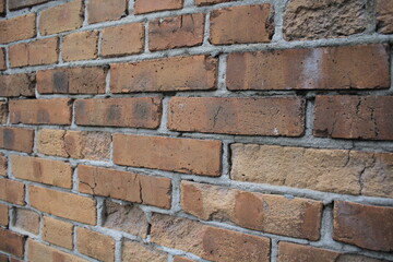 Red brick brick wall. Design. Background, texture, substrate.