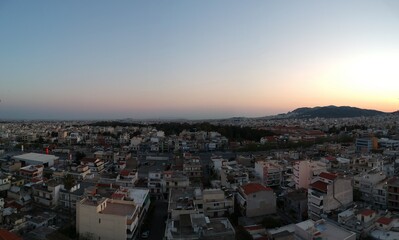 Fototapeta na wymiar Drone photo of Athens, the Greek capital, during the COVID-19 lockdown.