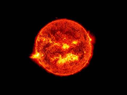The sun and giant filament of cosmos isolated on black background. (Elements of this image furnished by NASA.) (Clipping path)