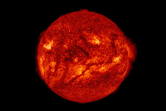 The sun and giant filament of cosmos isolated on black background. (Elements of this image furnished by NASA.) (Clipping path)