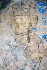 Tamar the Great. Queen of Georgia from 1184 to 1213. Mural in Kintsvisi Monastery. Georgia, Caucasus.