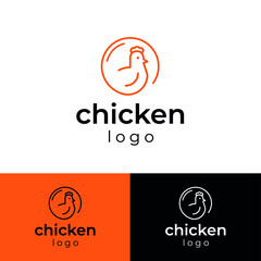 chicken logo design vector template minimal  logotype