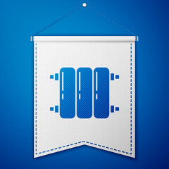 Blue Heating radiator icon isolated on blue background. White pennant template. Vector Illustration