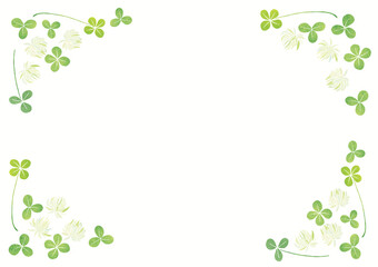 クローバー シロツメクサ 四角いフレーム（水彩）