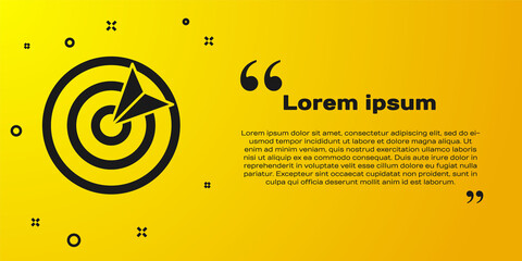 Fototapeta na wymiar Black Target sport icon isolated on yellow background. Clean target with numbers for shooting range or shooting. Vector Illustration