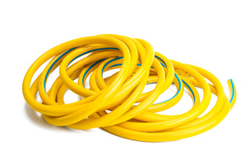 yellow watering hose isolated