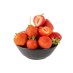 Fresh ripe garden strawberries strawberry in a ceramic bowl isolated on white