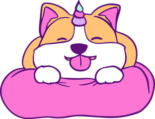 Cute Character Kawaii Welsh Corgi Unicorn